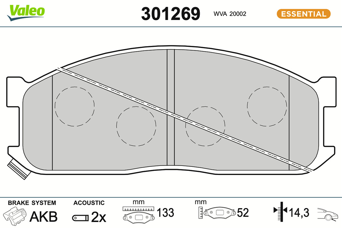 Jeu de 4 plaquettes de frein VALEO ref. 301269